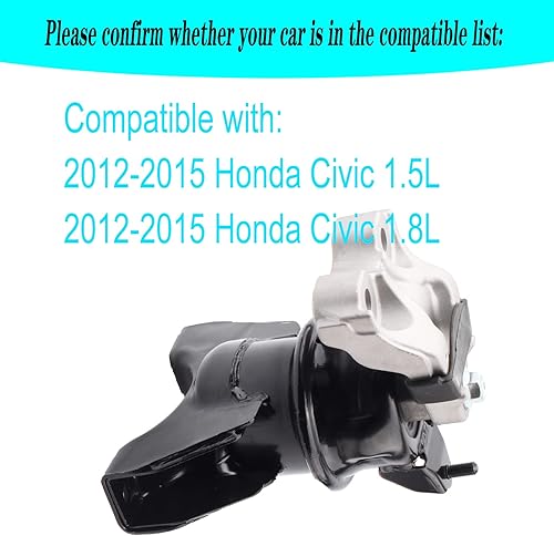 Miniatura 2 de Soporte de motor delantero compatible con Civic 1.8L Sedan Manual Trans 2012-2015 Reemplazo para A65087 1042407 50820TR0A81 - con hidráulico