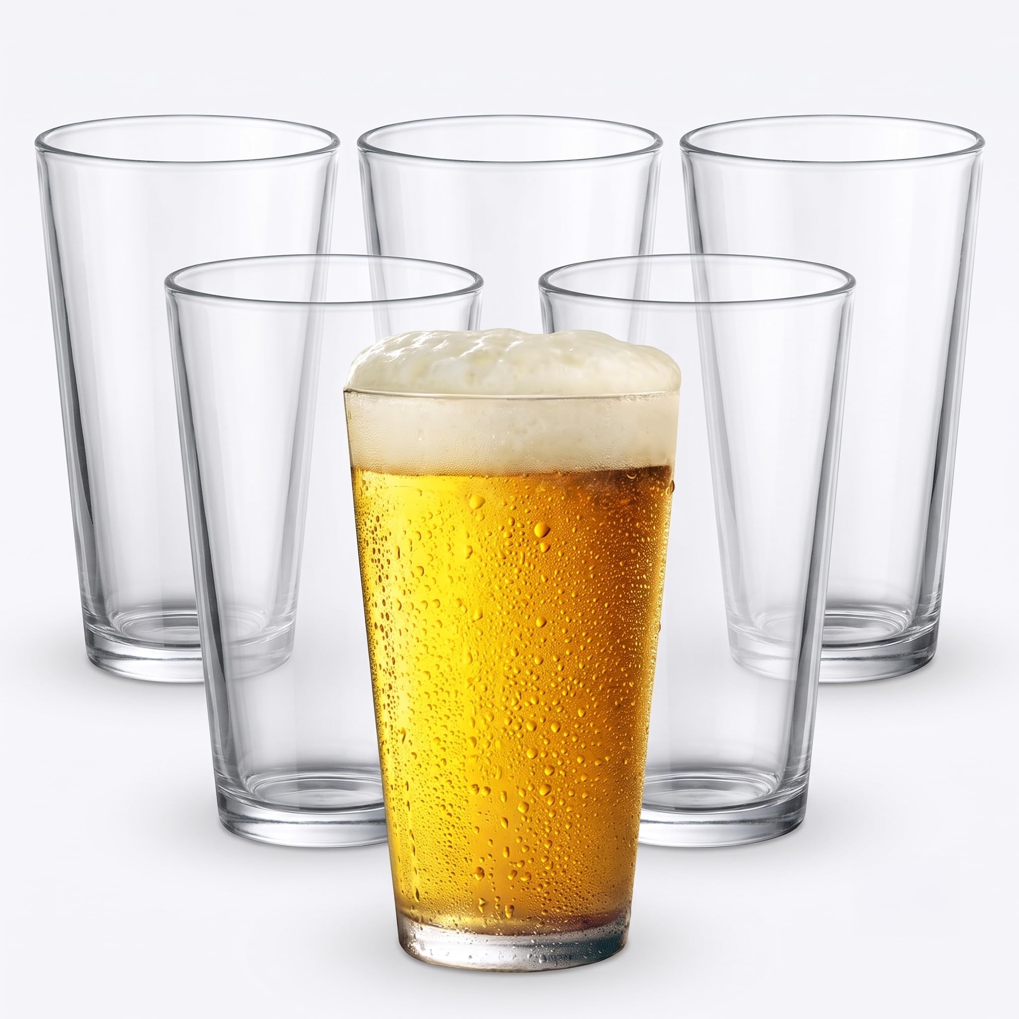 Necessia Pint Glasses - Set of 6 Heat-Tempered -1