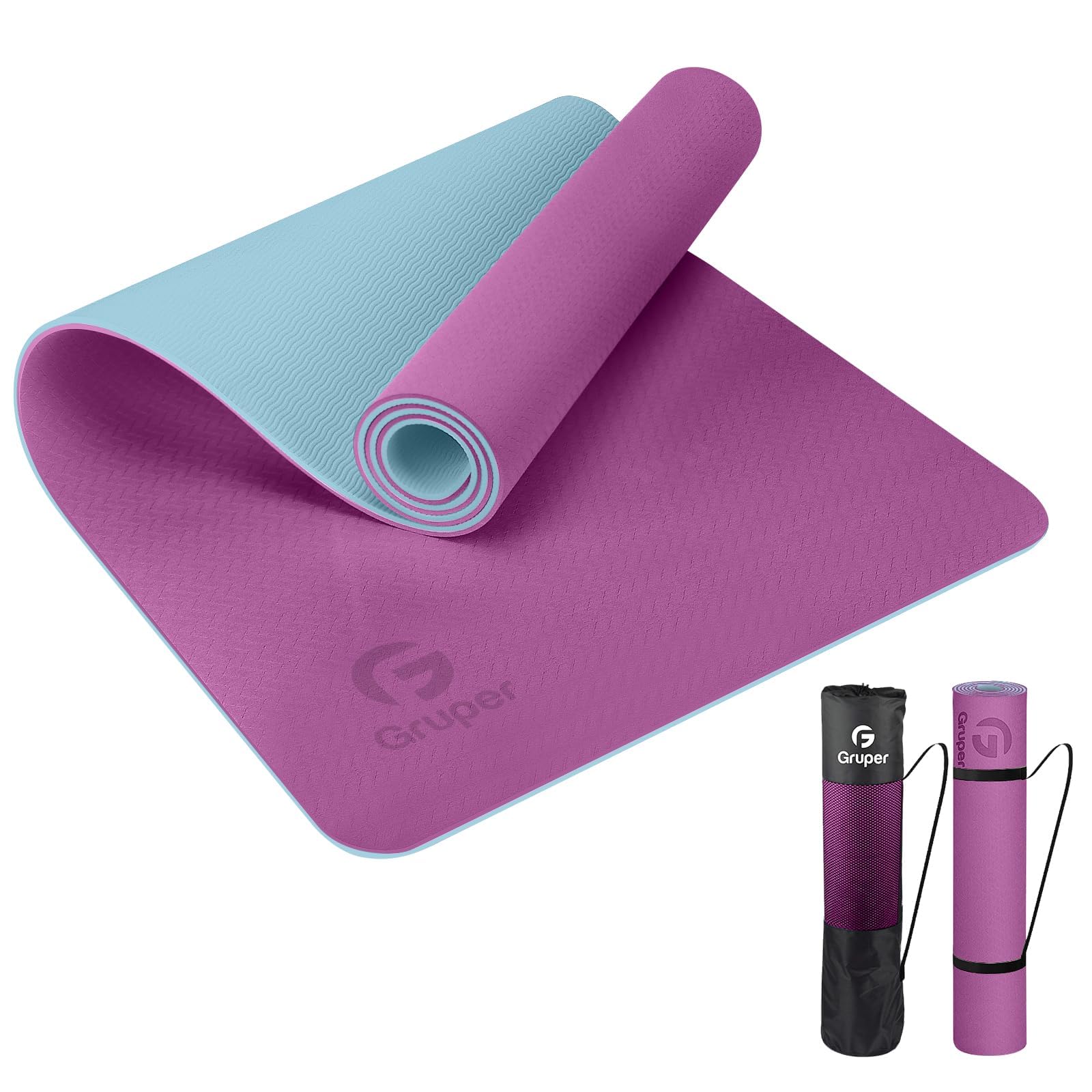 Gruper Yoga Mat Non Slip, Eco Friendly Exercise Mat with Carrying Strap