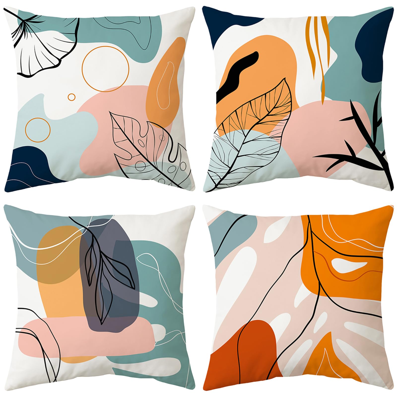 Fundas Cojines 45x45 Juego de 4 Fundas de Cojines Terciopelo Funda Cojin Decorativas Modernas para Cama Decoración Sofás Sala de Estar Dormitorio（Moderno ）