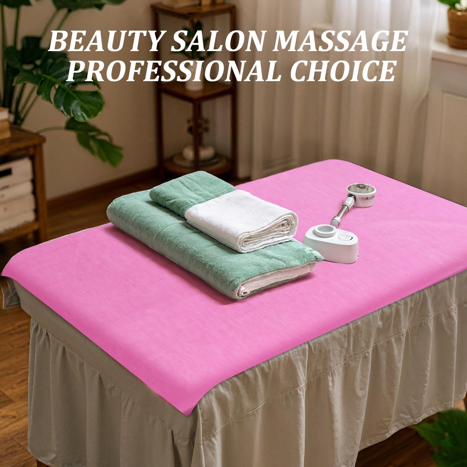 100 sábanas desechables de 80 x 180 cm, impermeables, para mesa de masaje, tela no tejida, cubierta de cama de spa (rosa)