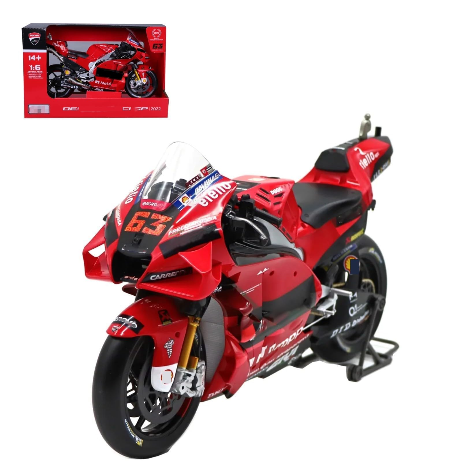 1:6 2022 Racing Motorcycle Car Model #63 Team Alloy Die Cast Adult Collection Decoration Gift