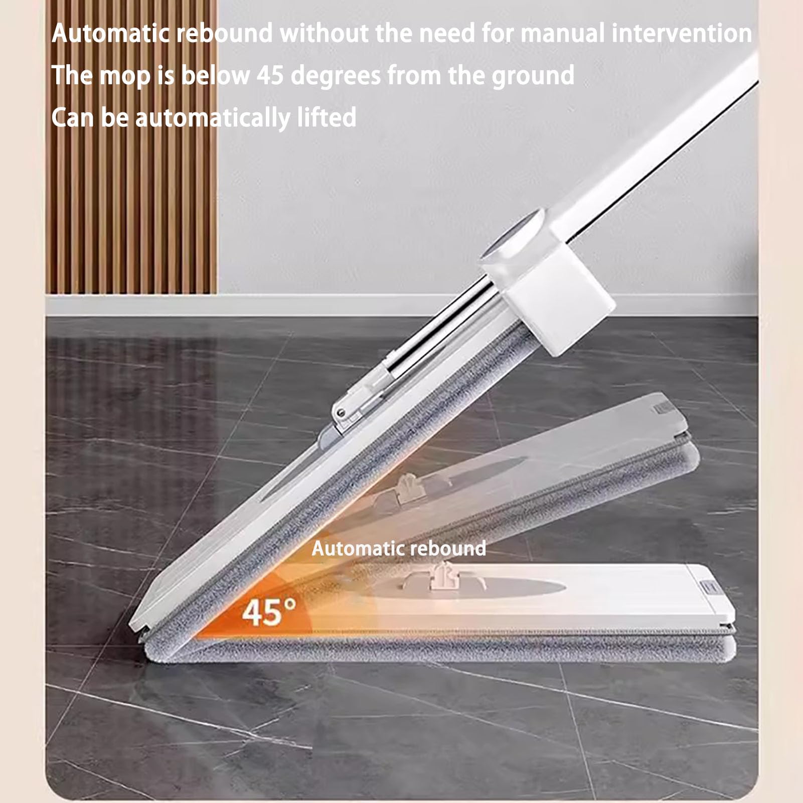Traje de Cubo y Fregona, Fregona Autoescurrible con Clip de Pared y Almohadilla de Microfibra Reemplazable, para Limpiar Suelos de Madera, Laminados, Azulejos y Mármol,A,38X150cm