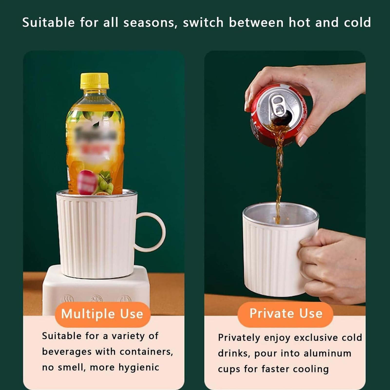 Tazza Elettrica Refrigerante 2 in 1, Macchina per Bevande Calde e Fredde da 36W con Tazza a Raffreddamento Rapido da 400ML, Controllo con un Solo Tocco, Cavo di Alimentazione da 1,2M e Yellow Car Use
