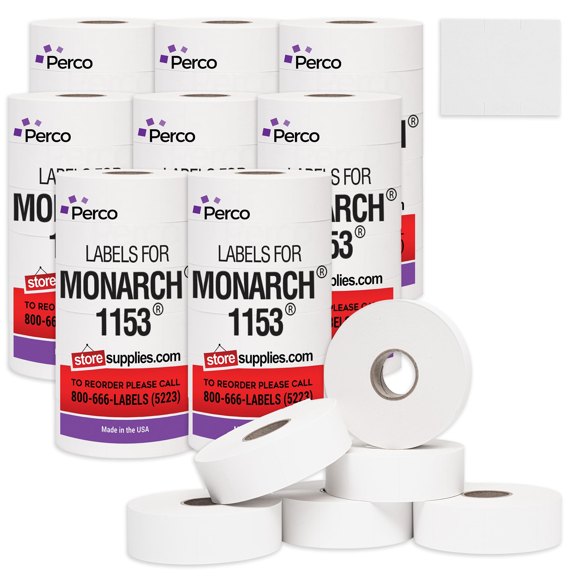 Photo 1 of Pricing Labels for Monarch 1153 White Three-Line Pricing Gun - 48,000 Labels w/ 48 Rolls Value Pack, 8 Sleeves - Made in USA