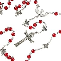 Vista 3 de Needzo Rosario de confirmación, regalo de joyería católica para niñas, 20 pulgadas, Piedra, No es una piedra preciosa