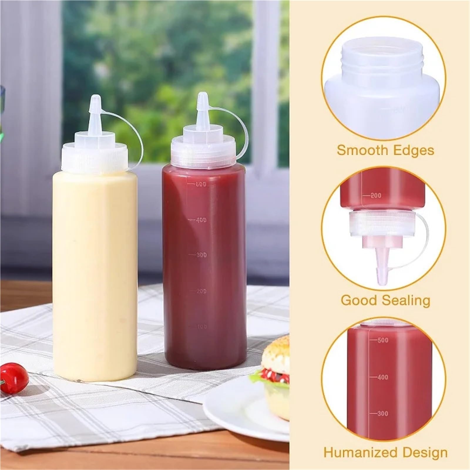 10PC Tomatensauce Marmelade Salat Dressing Squeeze Flasche Öl Gewürz Kunststoff Küchenwerkzeuge für Gewürze(500ml)