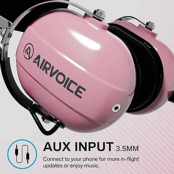 AIRVOICE Aviation Headset for Pilots Instructor, Flight School Student Pink