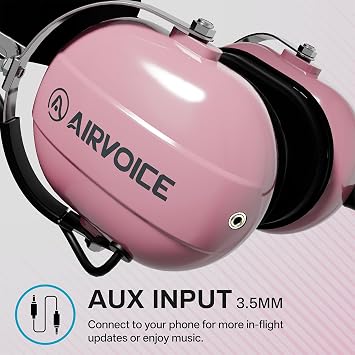 AIRVOICE Aviation Headset for Pilots Instructor, Flight School Student Pink