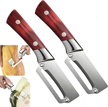 Multifunctional Vegetable Peeler with Wooden Handle and Bottle Opener, Stainless Steel Vegetable Handle Peeler, Zero Snag Wooden Peeler for Potato, Pumpkin, Papaya A-2PC