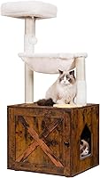 Vista 1 de Hey-brother Árbol para gatos con caja de arena, torre para gatos todo en uno para gatos de interior con hamaca grande, cama, estación de alimentos