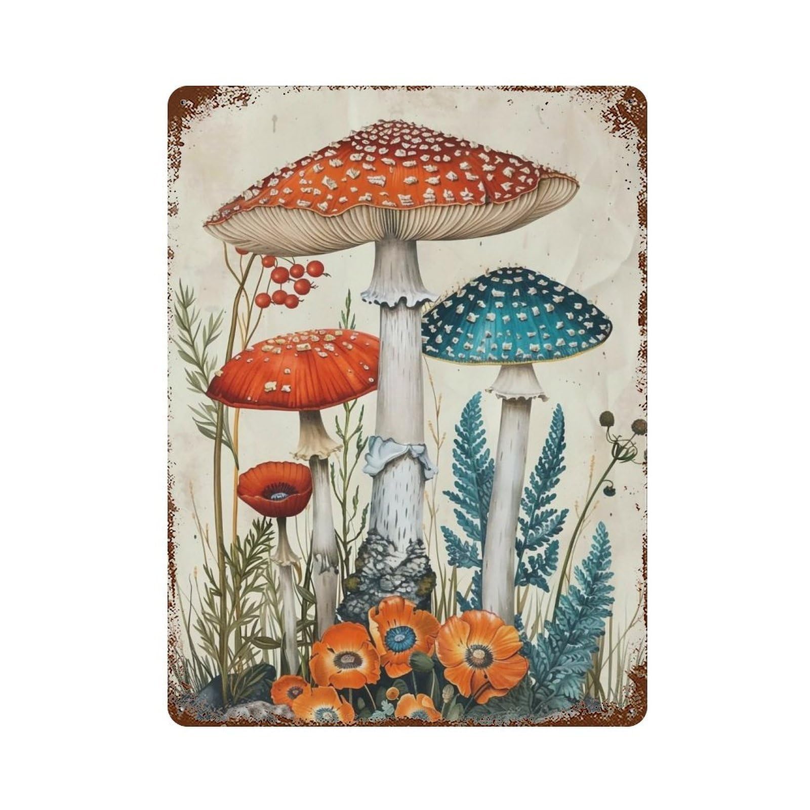HDURYEYRYY Colorful Fantasy Mushroom Floral 04 Wall Retro Iron Vintage Art Metal Tin Sign Poster Modern Home Cofffee Club Art Bar Shop Decor 40x30cm