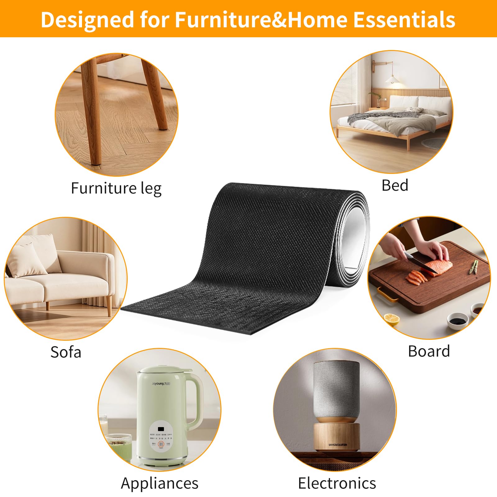 CHUNZEXI Almohadillas autoadhesivas antideslizantes para muebles, protectores de suelo de goma de 4 x 40 pulgadas, pinzas antideslizantes cortables para suelos de madera dura, protección contra