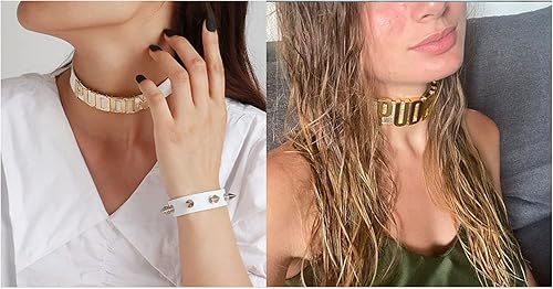 Vista 4 de YANCHUN Puddin Necklace Bracelet Set Puddin Choker Jewelry Halloween Choker Bracelet Set Halloween Collar Punk Leather Jewelry for Women Party