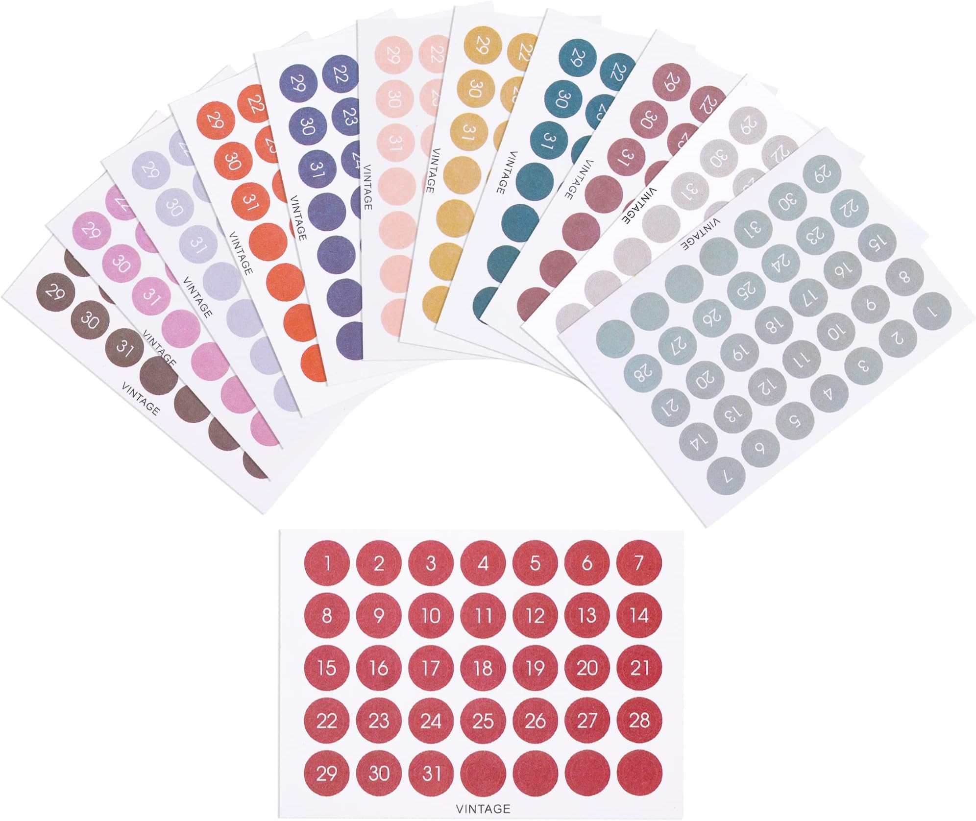 Umichen Planner Stickers 12 Date Dot Index Number Custom Planner Journaling Stickers for to Do Lists Accessories(420 Pieces)