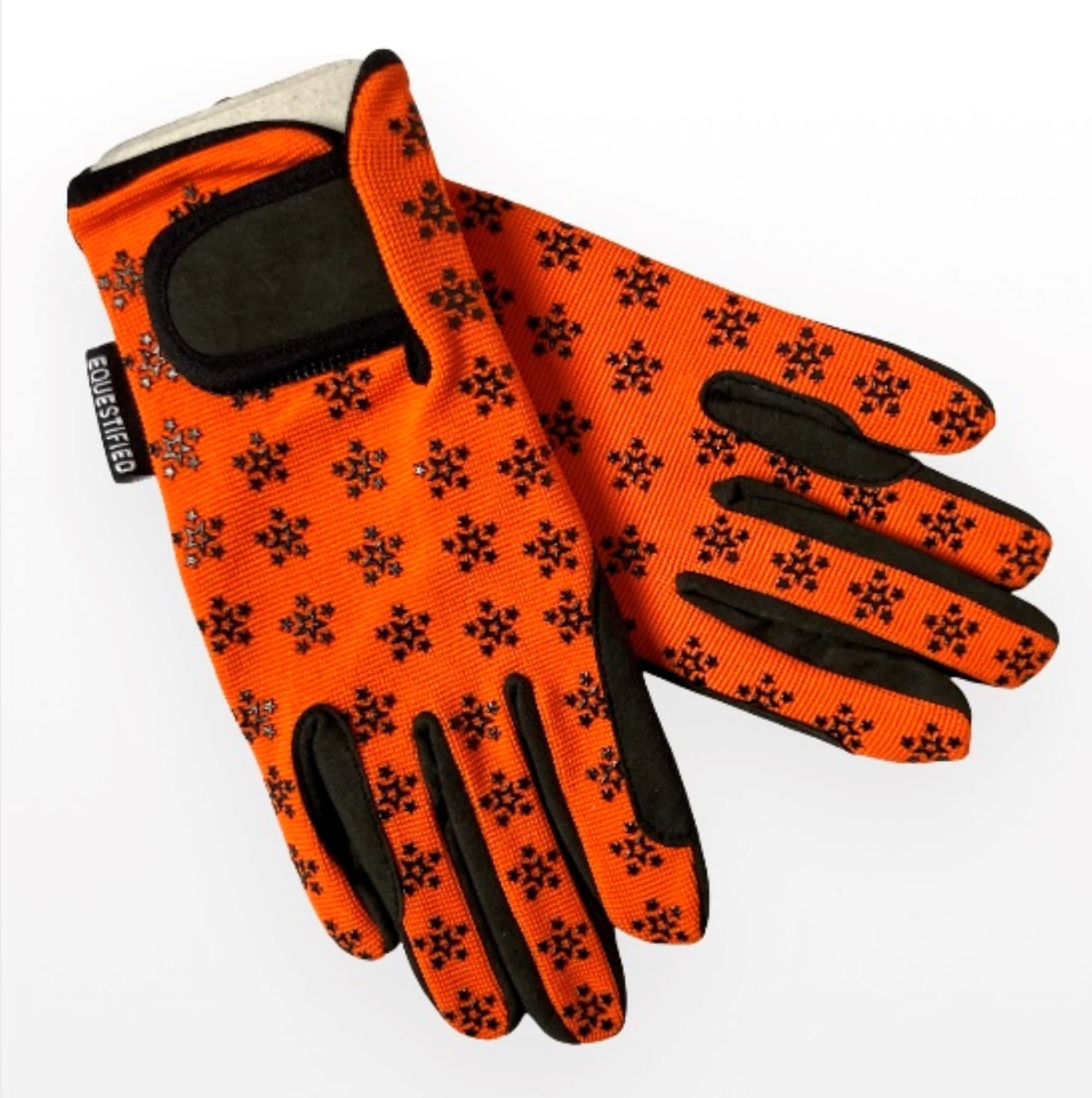 Youth Equestrian Gloves with STAR Design for Girls & Boys Children Gloves All Weather Outdoor Sports Gloves Horse Riding (8-10 Years, Orange) - Image 2