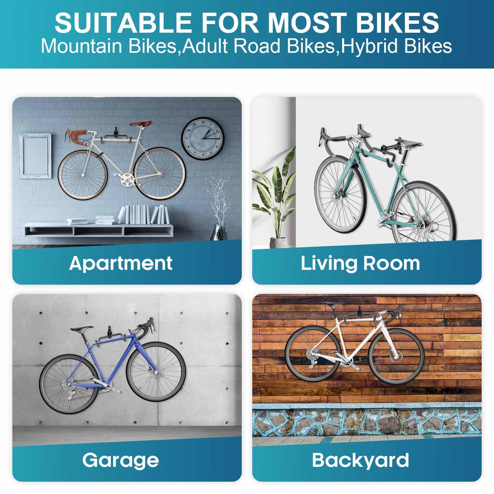 Support Mural Vélo Réglable - Crochet Pliable Anti-Rayures - Pour Garage Ou Maison