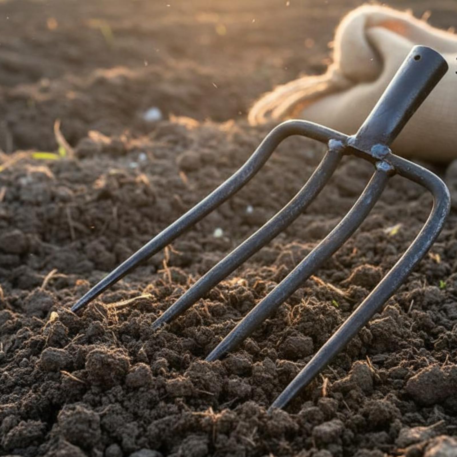 Grabegabel Manuelle Erdengabel Bodenlüfter Gartengerät mit Robustem Stiel Und Ergonomischem Holzgriff für Geeignete Beetvorbereitung Pflanzenpflege Umgraben Belüften