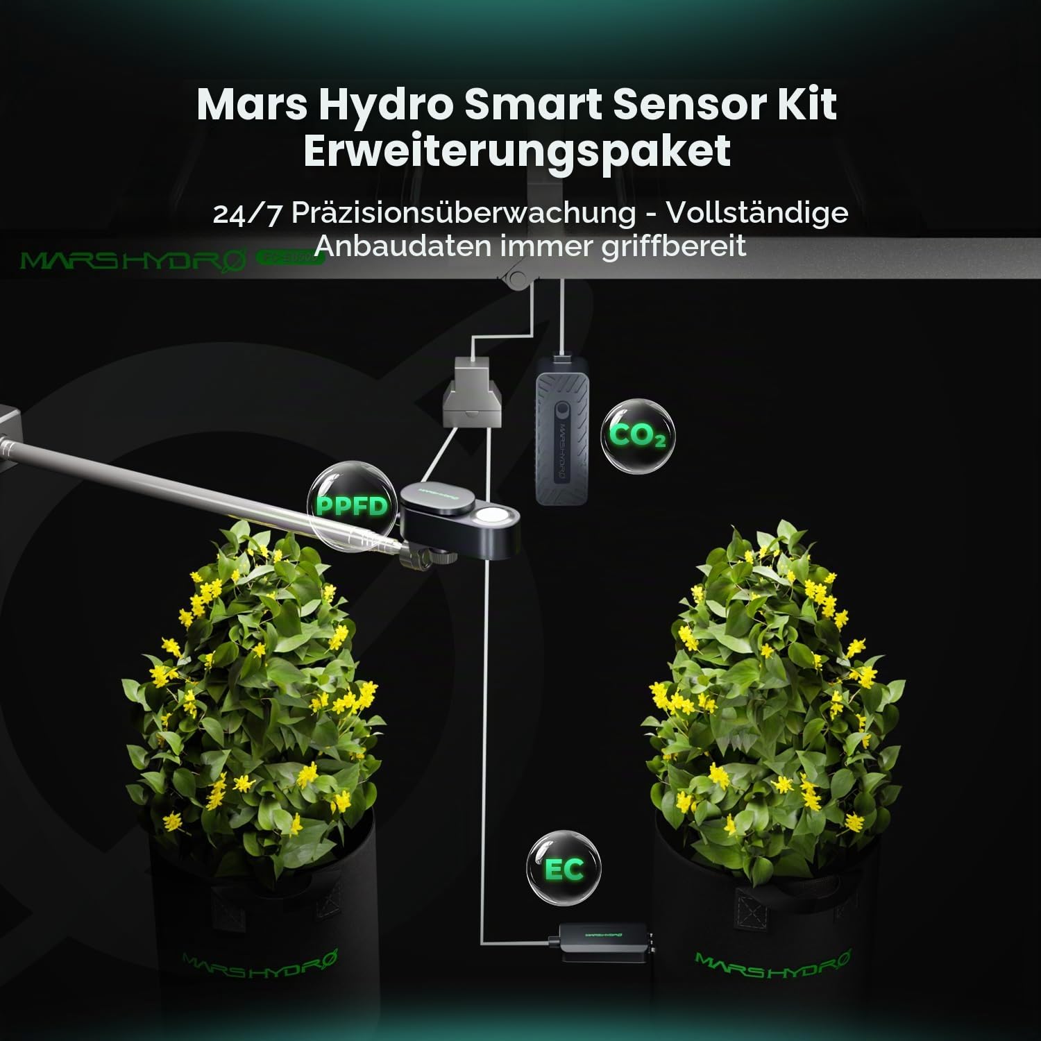 Mars Hydro Pflanzensensor Kit PPFD CO2 Boden Monitor für Innenanbau | Erweitern Sie iControl & iHub-Pro für smarten Innenanbau mit präzisem Umweltmonitoring für optimiertes Wachstum