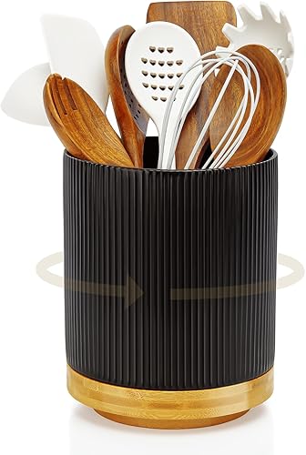 Soporte para utensilios de cocina, giratorio de 360, para encimera, 7.2 pulgadas, cerámica blanca, utensilios de cocina para decoración de cocina de