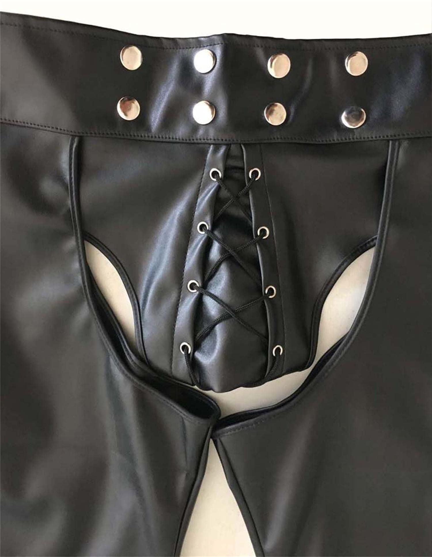 Hombre Sexy PU Leggins Cuero Pantalones Cortos Látex pantalón Lencería Bóxer Shorts Club Nocturno Bar Ropa