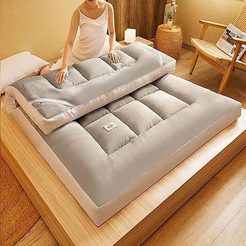 Colchón de futón japonés para piso, extra grueso, esponjoso, sofá, campamento en casa, cama de invitados, tapete portátil para dormir