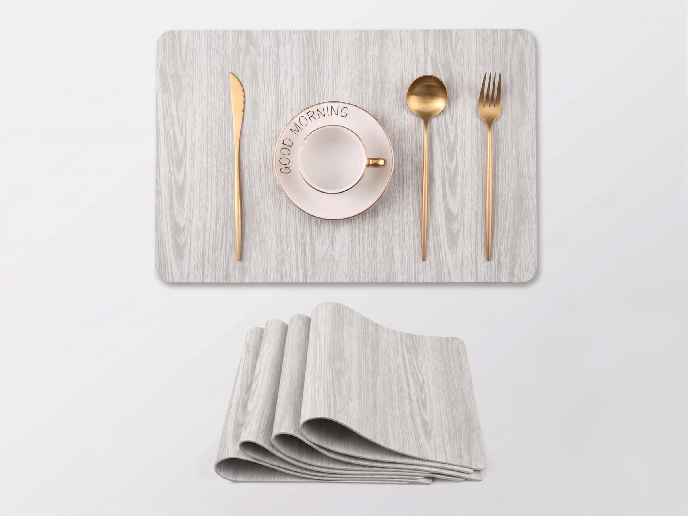 RichAxis Dining Table mat, Washable Table mats, PVC placemat for Kitchen, Non Slip Dining Table Accessories for Home, Rectangular Place Mat for Multiple Use (Set of 2, Grey) — Amazon image 15