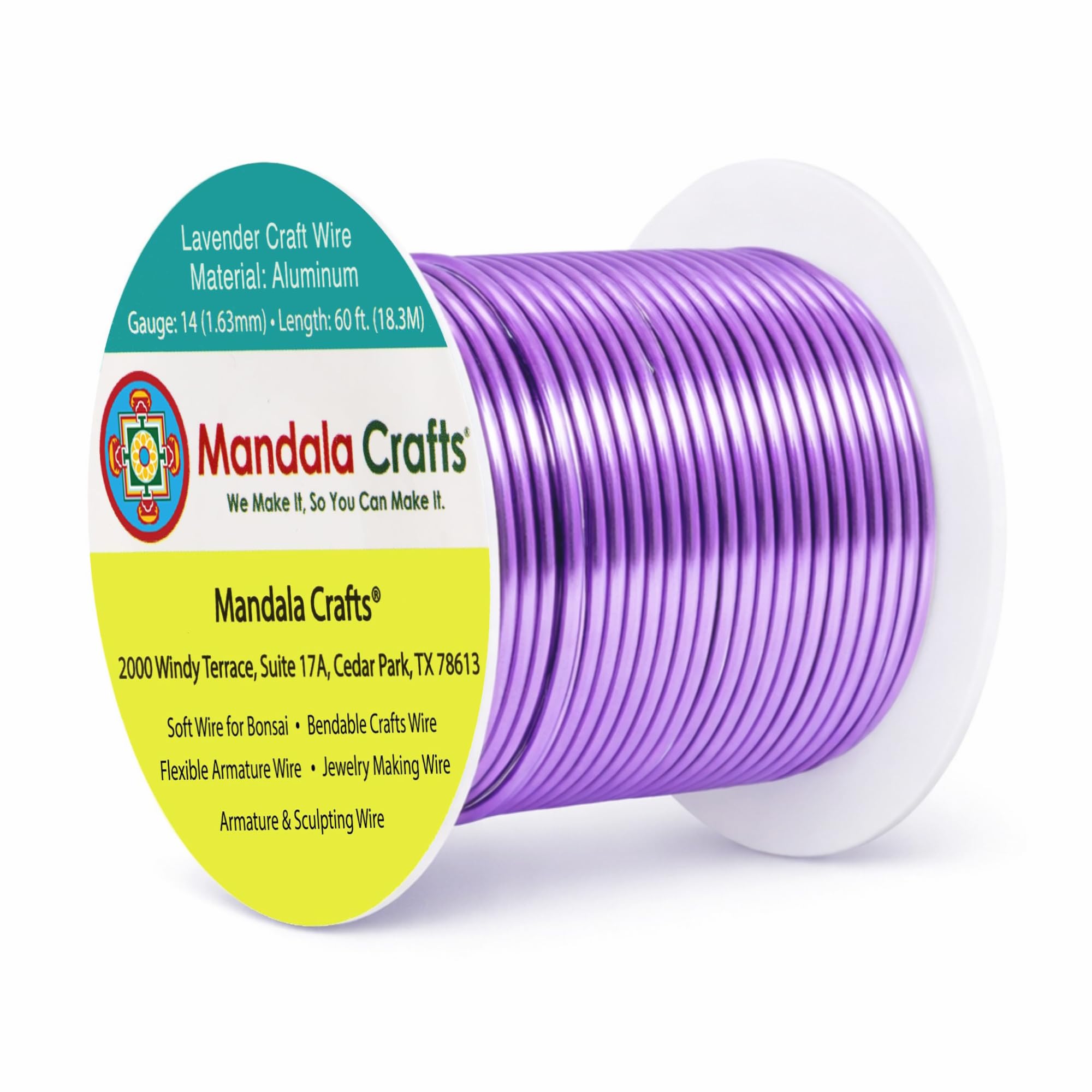 Mandala Crafts 14 Gauge Lavender Anodized Aluminum Craft Wire, 60 FT