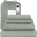 100% Natural Cotton Bed Sheets Set Queen, 4 Piece 200 Thread Count – Sateen Weave, Deep Pocket with Elastic All Around, Breathable & Cooling – Cream
