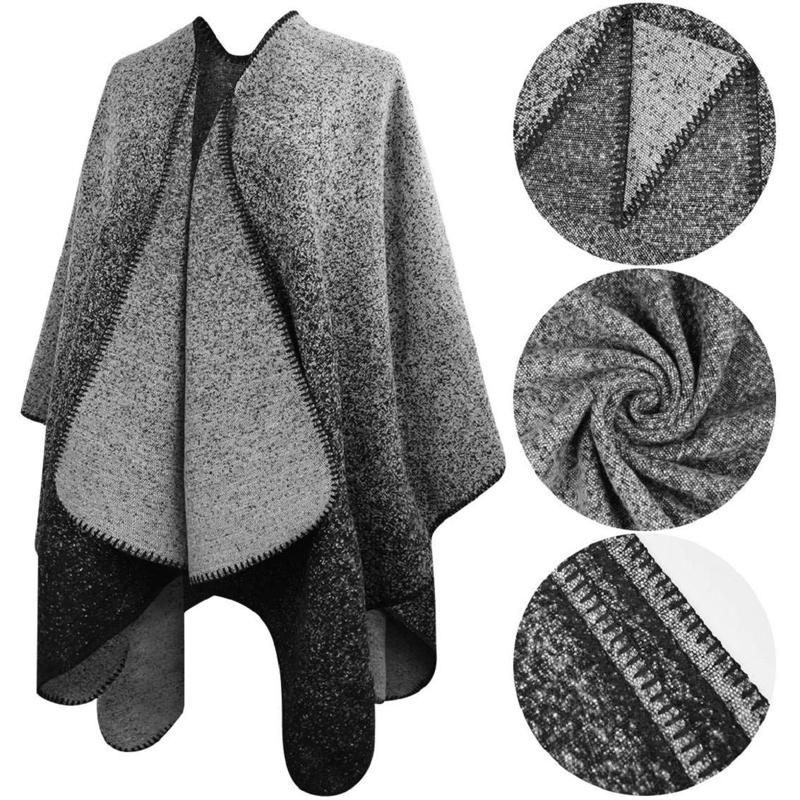 heekpek Poncho Donna Elegante per Inverno Reversibile Donna Sciarpa Oversize Poncho Fatti a Maglia Poncho Multifunzione Mantelle Scialle Vintage Scialle Coprispalle Elegant