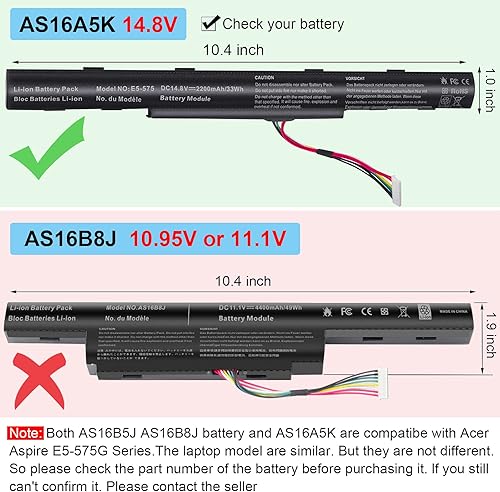 Miniatura 2 de AS16A5K AS16A8K - Batería para Acer Aspire E5-523 E5-553 E5-576 E5-774G N16Q2 E5-576G E5-575G E5-475 F5-573 E5-575-52JF E5-575 5-33B. M E5-575G-76YK