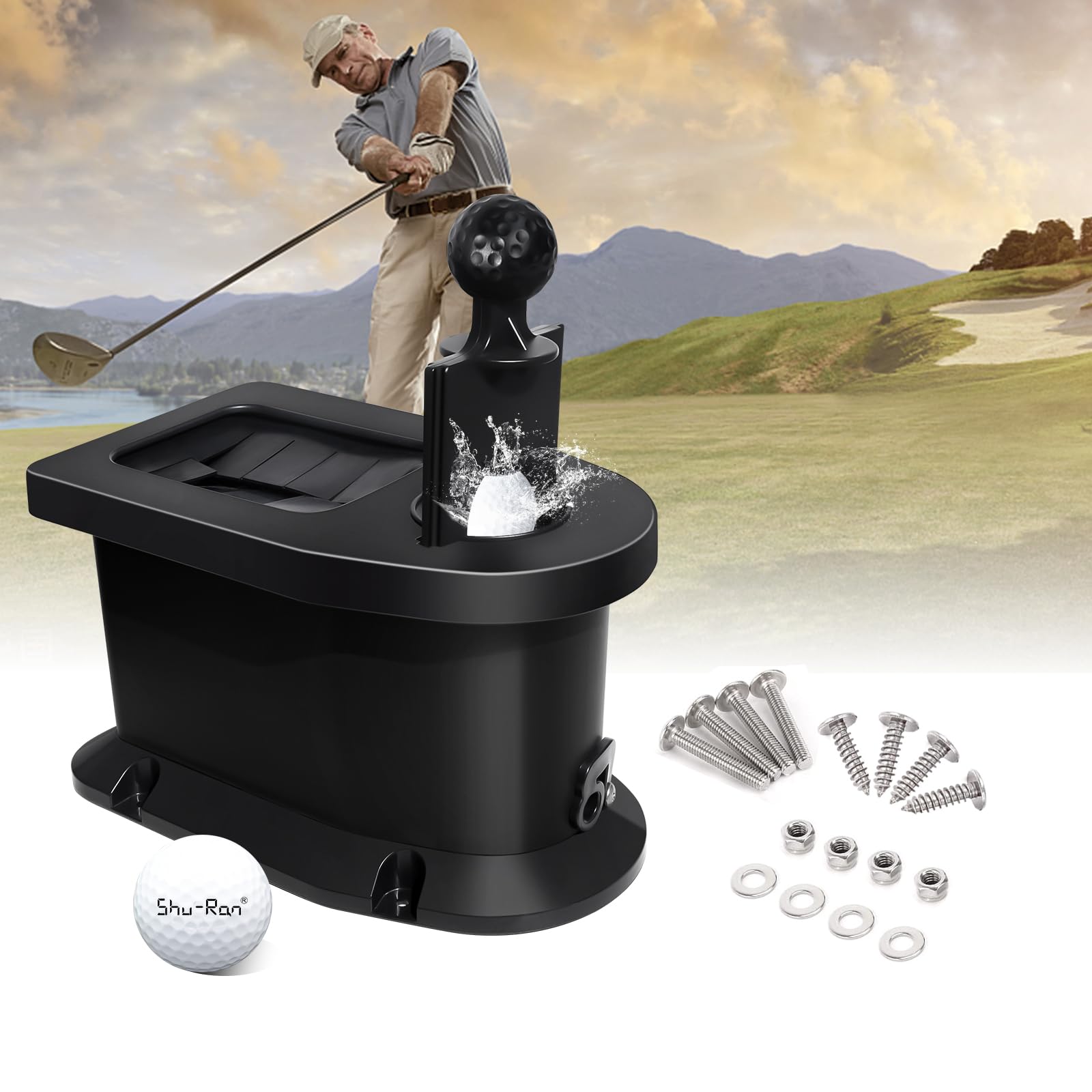 Golf Cart Ball Washer and Club Cleaner Kit for EZGO, Club Car, Yamaha, Advanced EV, Star EV, Universal & Detachable