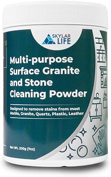 Skylarlife Multi-purpose Surface Stone Cleaning Powder (200g) to remove rust stain, yellowing, oil stains, from most marble, granite, quartz, concrete, countertop and stains from boat