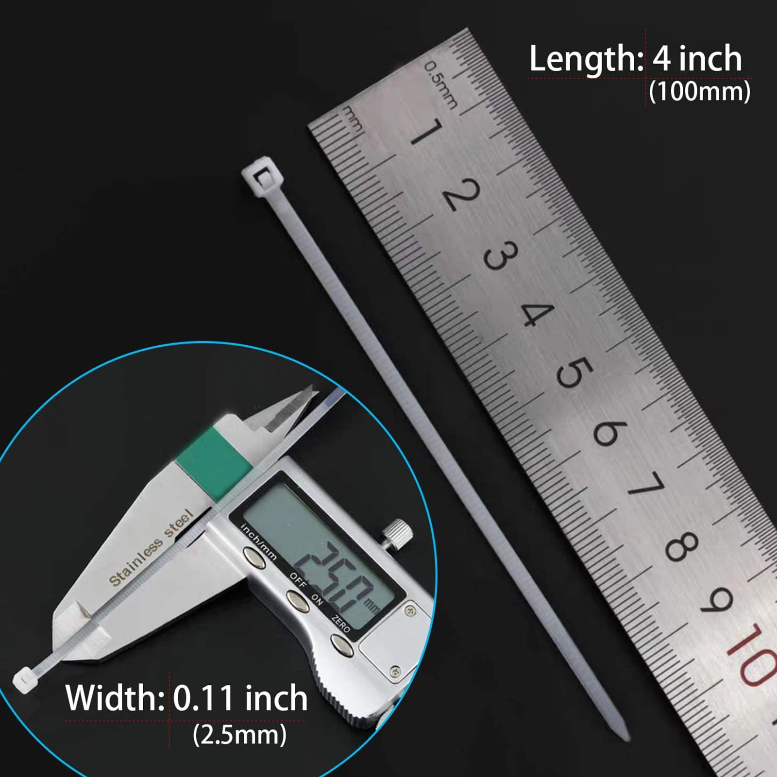 1000 Weiße Kabelbinder, 20,3 Cm Lang – Strapazierfähig, Für Innen & Außen, Nylon66, 40 Lbs Zugfestigkeit
