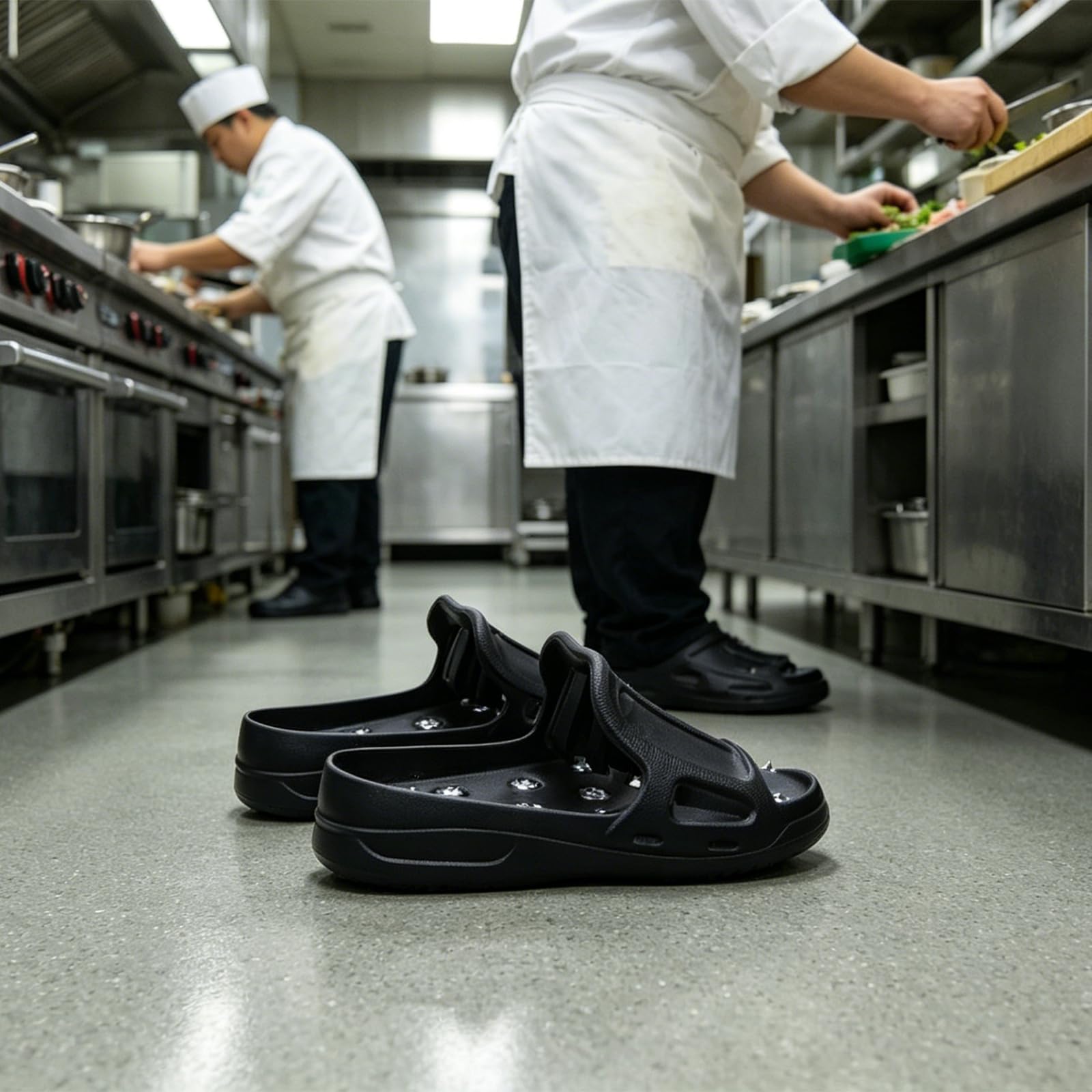Zapatos de trabajo de nivelación para revestimiento de piso epoxi, cubrezapatos de EVA sin cordones con tracción de tacos de metal para contratistas, revestimiento diario de garaje, accesorio de