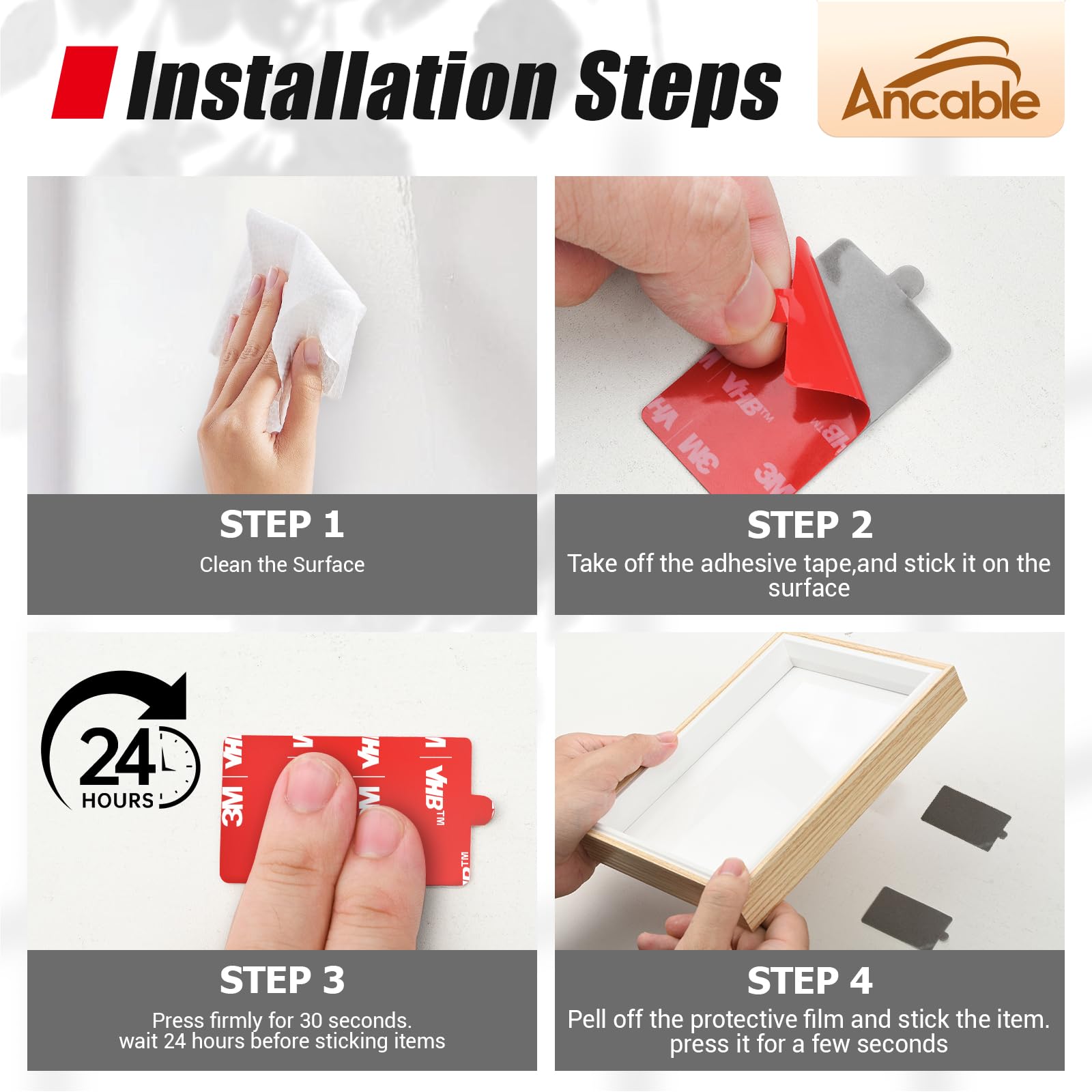Ancable Heavy Duty Double Sided Sticky Pads 20Pcs, Ideal for Homeowners Car Owners & DIY Enthusiasts, 50*30mm-20pcs - Image 3