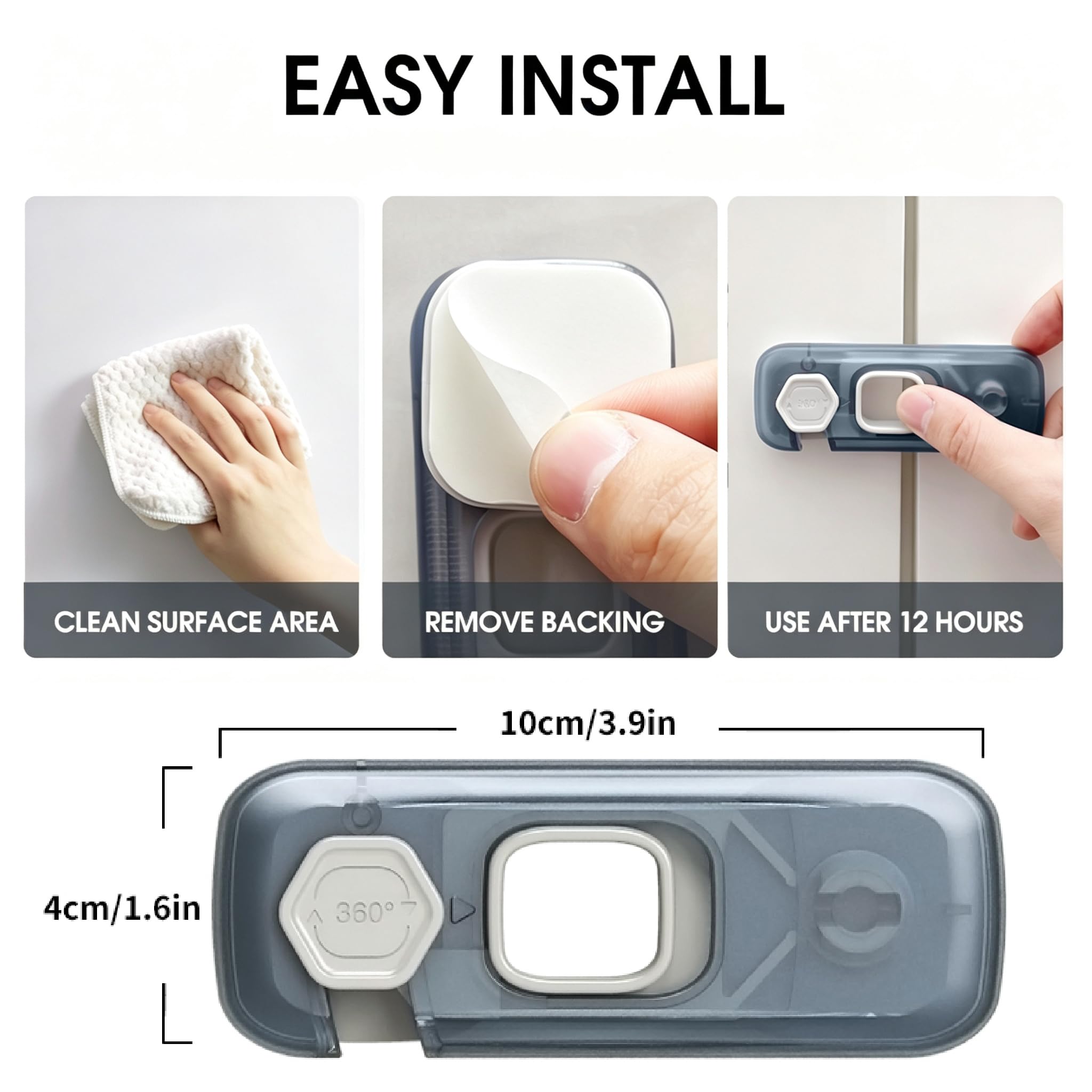 QYESWHSR - Paquete de 5 cerraduras de refrigerador a prueba de niños, cerraduras de nevera para niños con almohadillas adhesivas adhesivas, cerraduras de seguridad para niños para puertas,