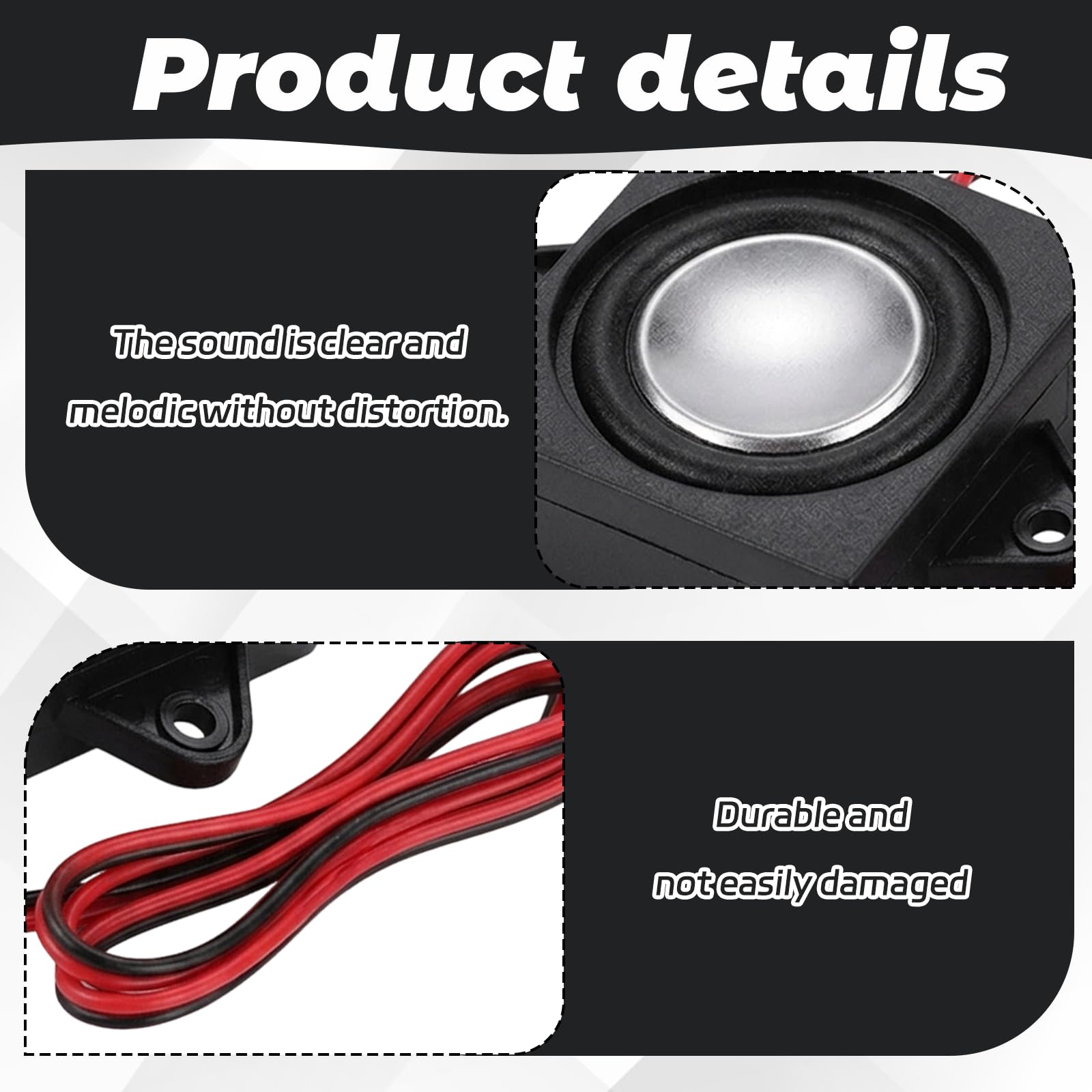Lot de 2 Mini Haut Parleur 3W 4 ohm avec câble 400 mm et connecteur 2.0 2P, Haut-Parleur Compact pour projets électroniques et Remplacement Audio