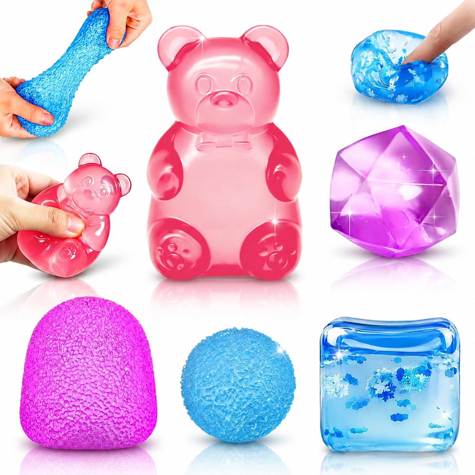 5Pcs Cube Squishy Set: 3-5s Silent Stress Ball - Soft Squishes