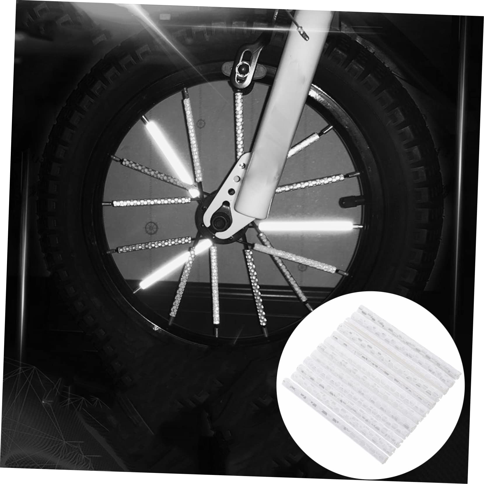 GRIRIW 72Pcs Reflective Warning Stripe Tubes for Bicycle Wheels Creative Reflector Spokes to Enhance Night Visibility and Safety Easy Tool Installation Durable and Decorative