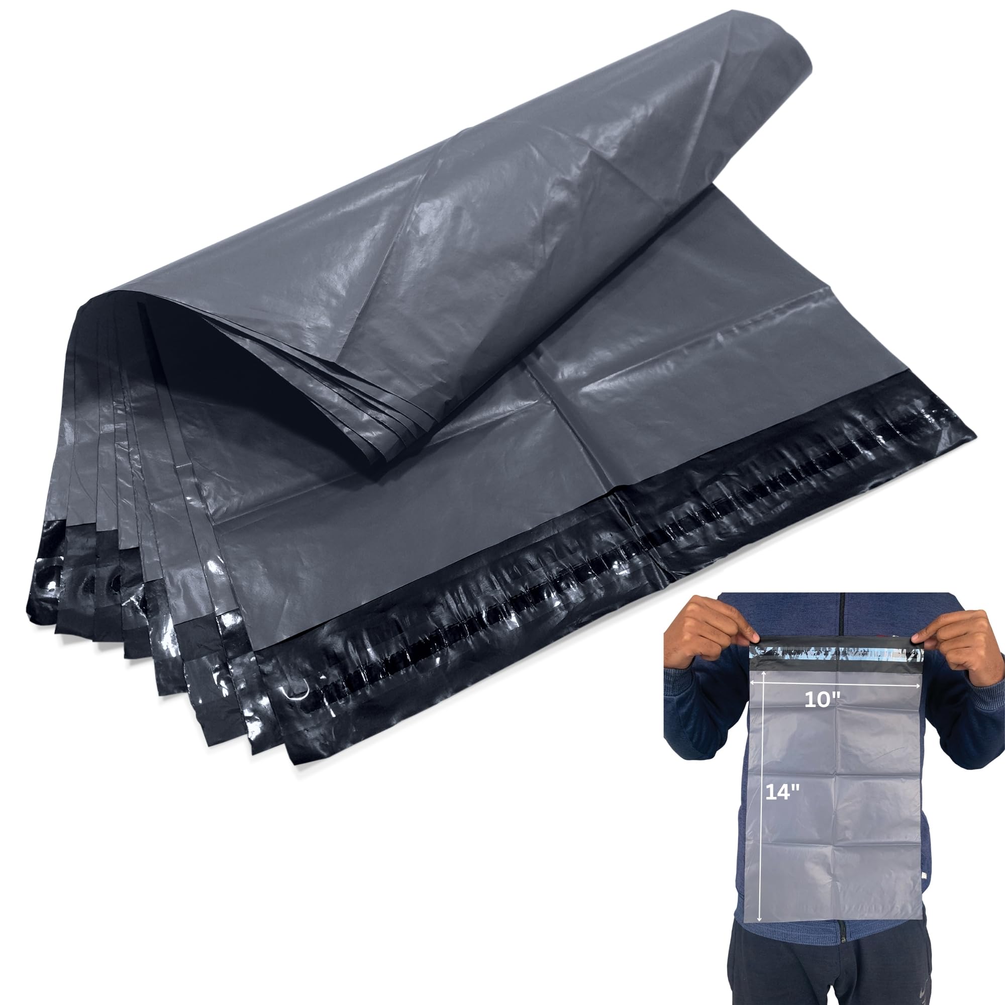 Jeejaan Grey Jeejaan® 1000 Parcel Bags 10" X 14" - 254Mm X 356Mm Strong Self Adhesive Postage Bags | Waterproof And Tear-Proof Postal Delivery Bags