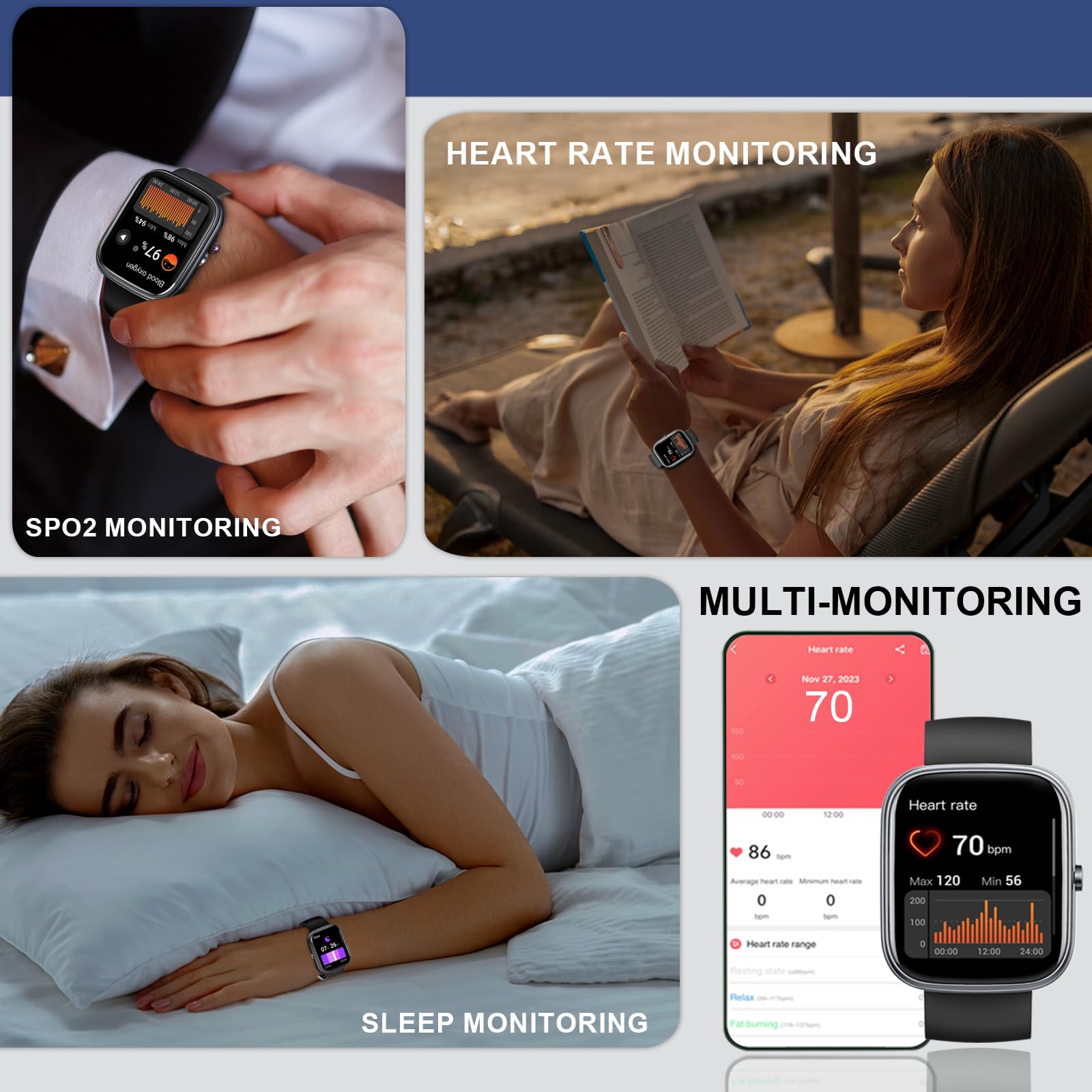 Smart Watch for Men Women (Answer/Make Call), 2025 New 1.91" HD SmartWatch, Fitness Watch with 120+ Sport Modes, IP68 Waterproof, Heart Rate/Sleep Monitor, Pedometer, Activity Tracker for Android iOS