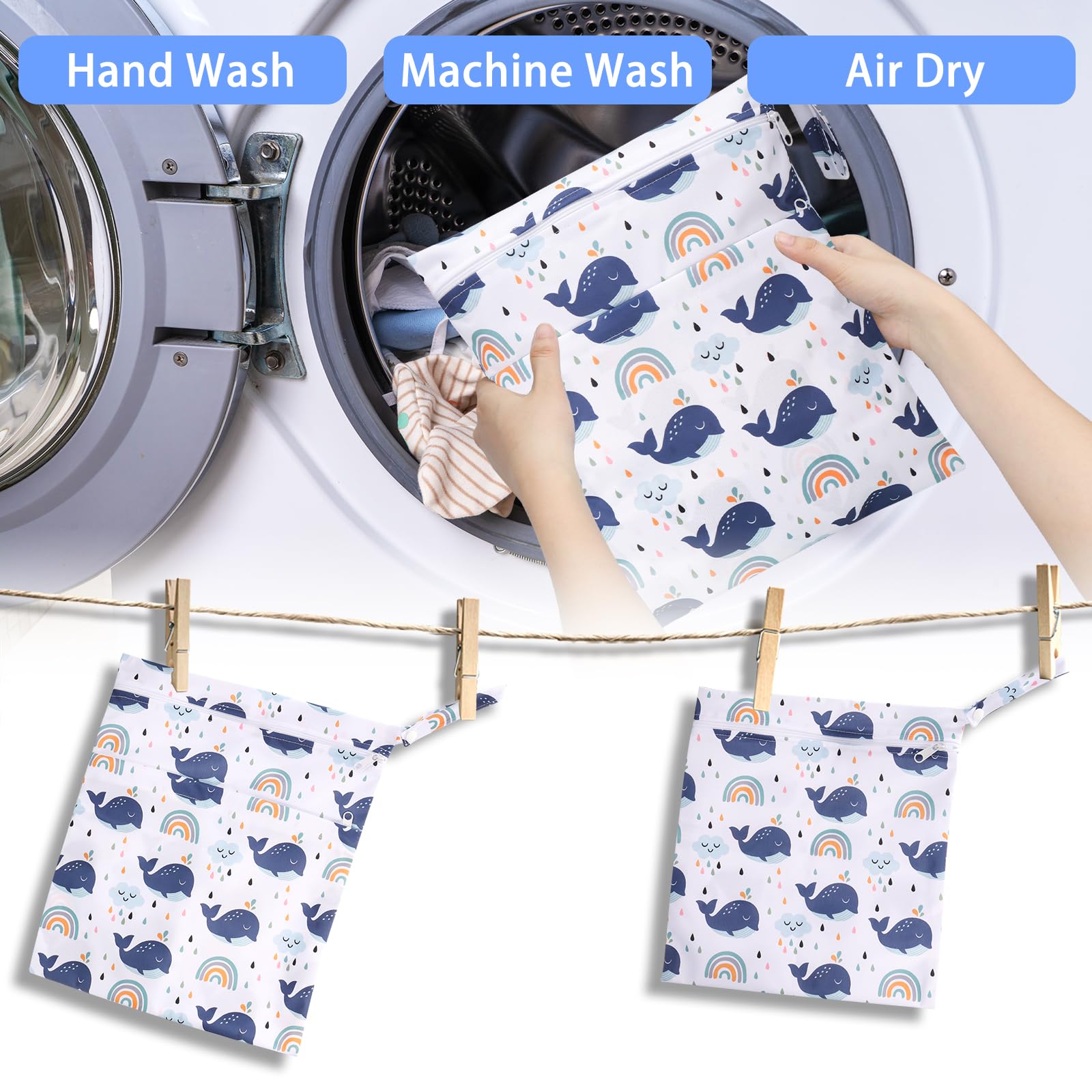 Zocipro 3Pcs Wetbag Borsa Pannolini Riutilizzabile Lavabile con Cerniera per Viaggi Spiaggia Piscina Gym