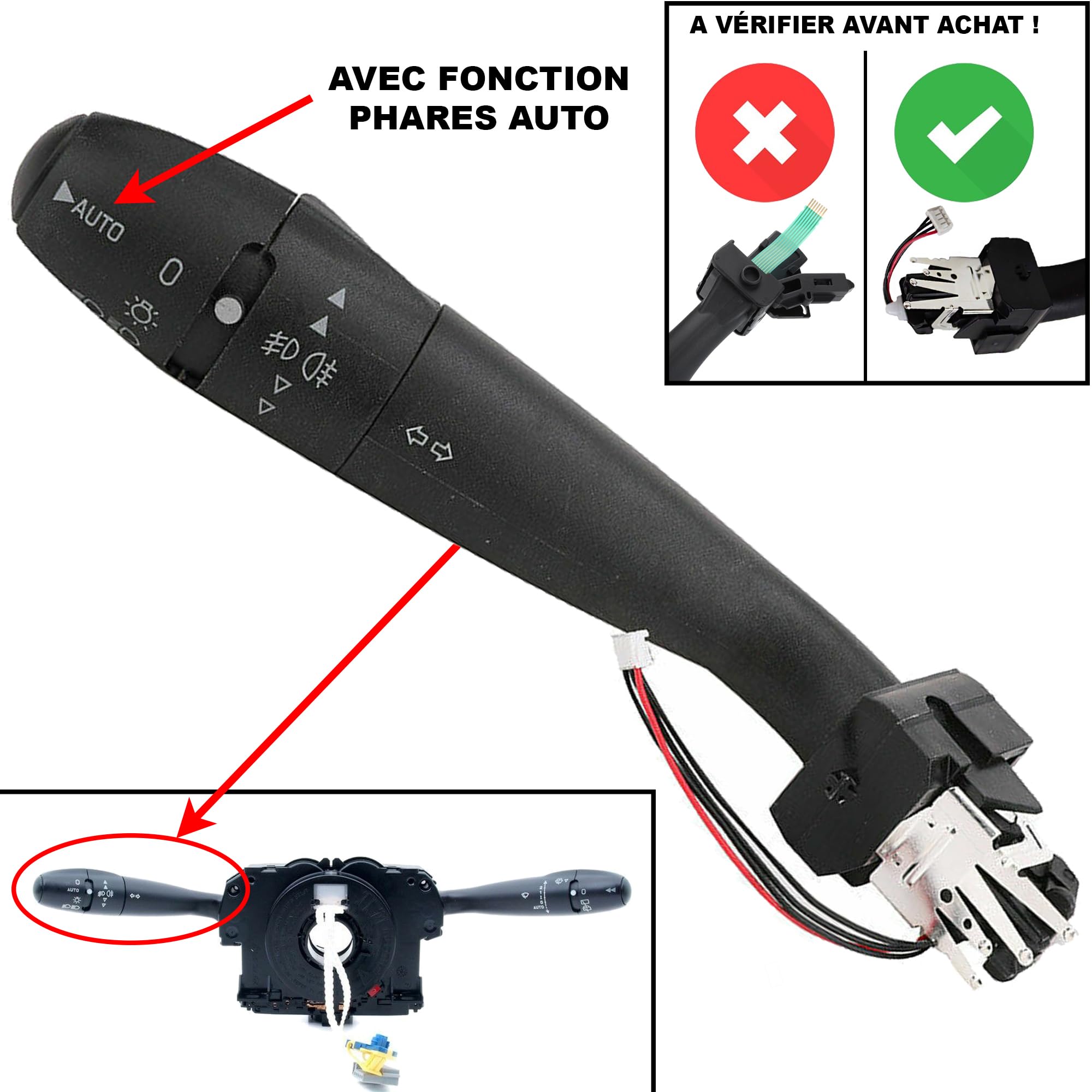 Partsline Commutation Commodo de Colonne de Direction Clignotants Phares Antibrouillard compatible avec CITROËN BERLINGO C5 C8 XSARA PEUGEOT 206 307 406 807 PARTNER - 6239.GT 6239.L1 96450912XT