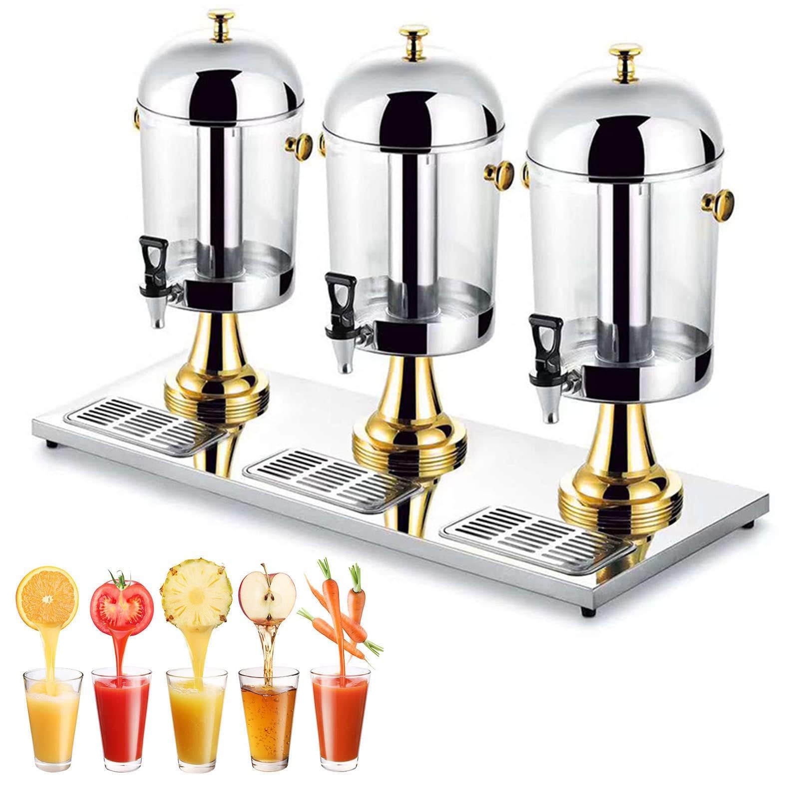 ASerZenith Commercial Drink Dispenser, 16L/24L Large Juice Dispenser With Ice Container, Stainless Steel Beverage Dispenser For Parties, Coffee Bar, Buffet, Restaurant, Hotel(Gold-24L)
