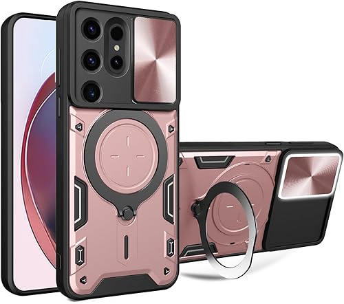 Funda para Galaxy S24 Ultra con soporte de 360 Soporte magnético para automóvil absorción de impactos Funda de protección resistente para cámara