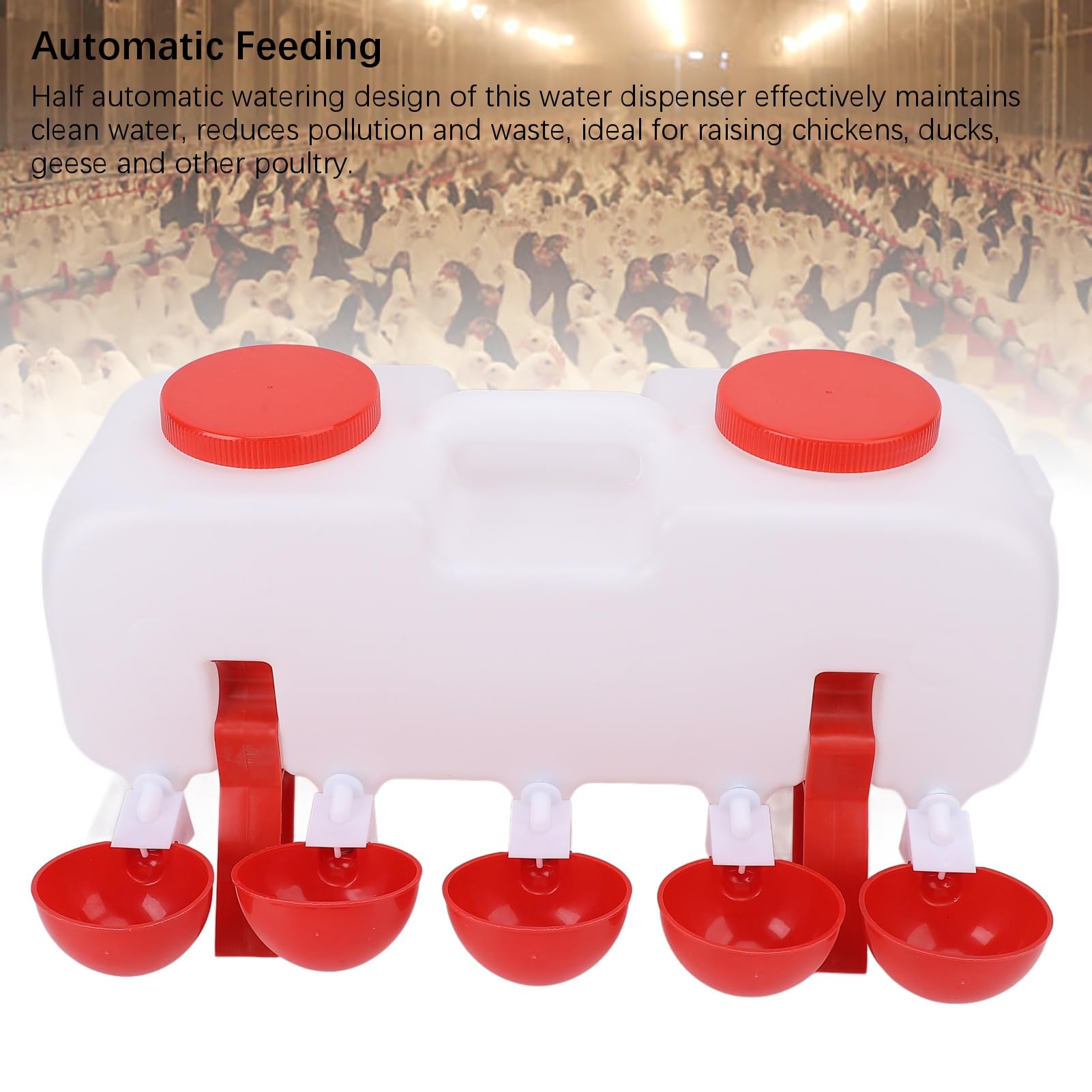 Alimentatore Automatico per Acqua per Polli, Abbeveratoio per Pollame di Grande capacità con Base Stabile in Materiale ABS per Polli, Anatre, Oche