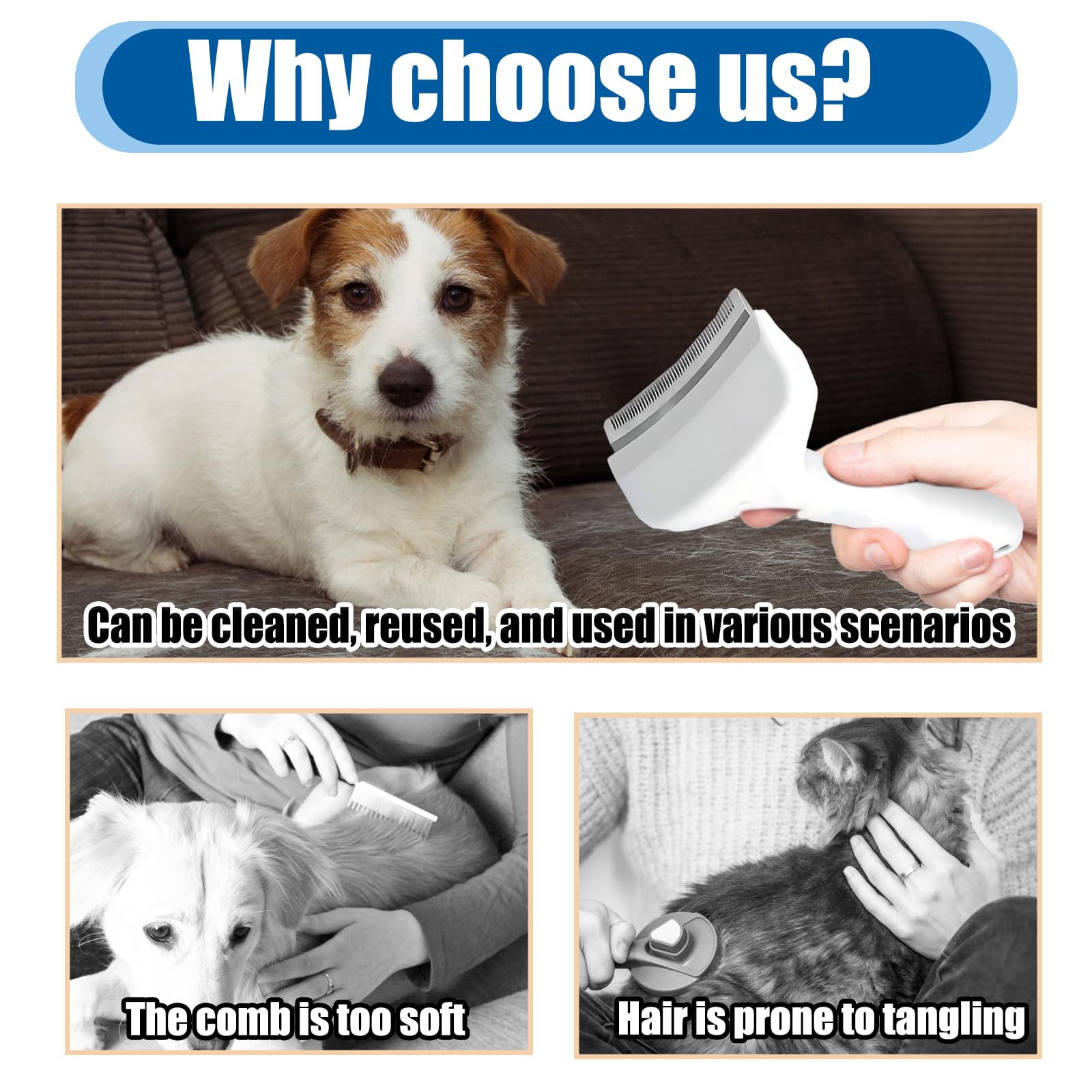 Dog Brushes for Shedding Deshedding Brush for Dogs V-Tooth Deshedding Comb for Pets Multifunctional Hair Removal Brush - Image 4