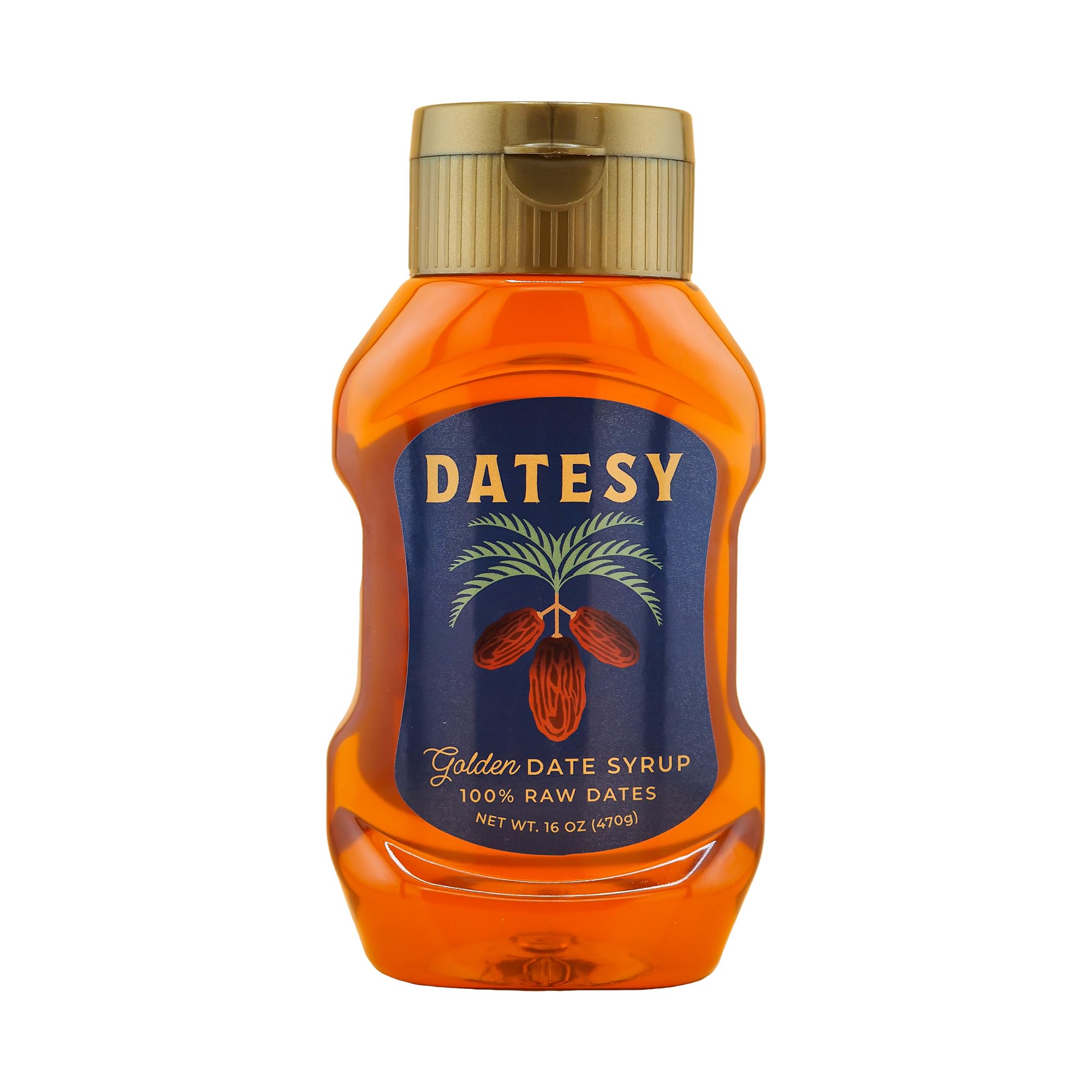 Datesy Natural Sweetener, Golden Date Syrup 16oz. Squeeze Bottle, No Sugar Added, Instant Dissolving for Coffee, Tea, Smoothies, Baking, Cocktails, Vegan, Paleo, Gluten Free, Non-GMO, Kosher, Halal