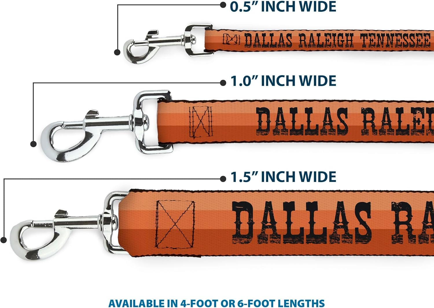 バックルダウンペットリーシュ、犬用リーシュ、ダラスローリーテネシーオースティンボストンストライプブラウン、長さ6フィート、幅1.0イ
